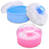 2Pcs Talcum Powder Brush with Holder, Dusting Powder with Puff for Women, Pink and Blue Colors, Easy to Clean
