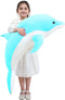 Dolphin Stuffed Animal Plush Pillow - Giant Soft Whale Hugging Pillow, Blue, 70cm