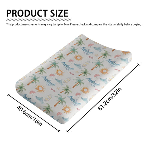 KuphiL10C Summer Girls-16x32 Beach Theme Palm Tree Starfish Sun Pattern Baby Changing Pad Cover, Unisex Beach Ocean