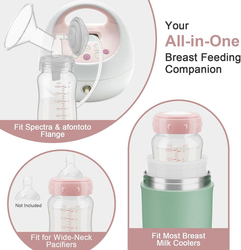 S1/S2/SG/9Plus 4PCS Momcozy 22oz, Breastmilk Storage Bottle Compatible with Spectra /Motif Luna Flange, Wide-Neck