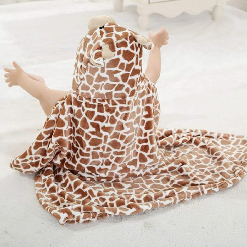 Gneliwm Baby Hooded Blanket Newborn Infant Soft Warm Swaddle Wrap Animal Face Coral Fleece Shower Bath Towel