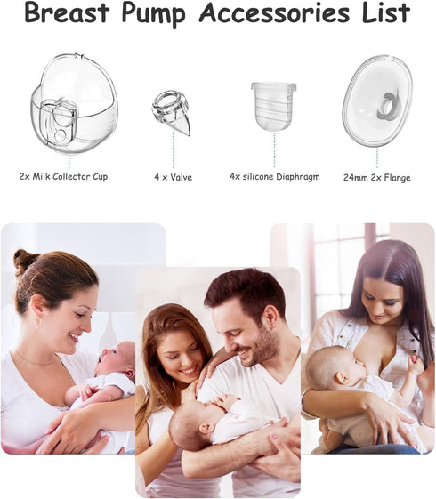 Gowing S32 24mm 2 Sets Wearable Breast Pump Replacement Parts Compatible with Wearable Breast Pump, Include Duckbill