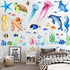 4Sheets 52Pcs Ocean Sea Animals Wall Decals Stickers, Under The Sea Wall Stickers Fish Turtle Jellyfish Ocean Creature