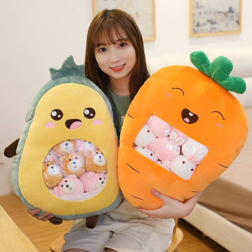 REFAHB Cute Stuffed Avocado Throw Pillow, Removable Fluffy Creative Gifts for Teens, Girls, Kids