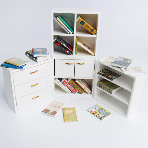 X Hot Popcorn Miniatures Dollhouse Books, 1:12 Scale Mini Books Library Bookshelf Fillers Mini House Accessories Wooden Mini Books Model Decoration for Doll House Decor 25PCS