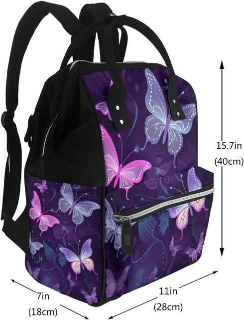 HCBPWVQA Backpack Daypacks Backpack Mommy Cute Butterfly Diaper Bag with Changing Pad and Pacifier Holder
