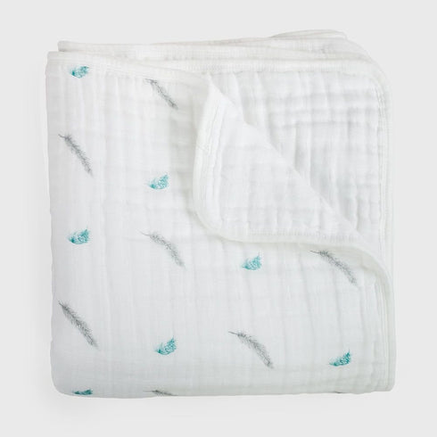 Petite Piccolo 3 Pack Baby Muslins, Multicolored Feathers
