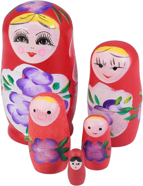 TOYANDONA Russian Nesting Dolls for Kids, Wood Matryoshka Doll Stacking Nested Set, Handmade Girl-Pattern Toys