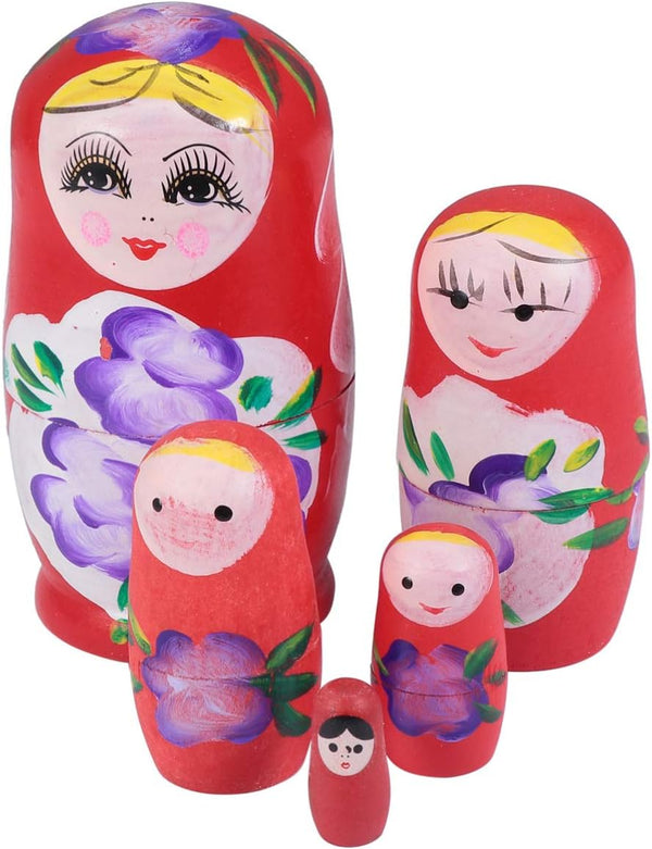 TOYANDONA Russian Nesting Dolls for Kids, Wood Matryoshka Doll Stacking Nested Set, Handmade Girl-Pattern Toys