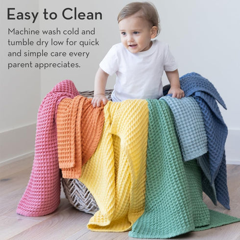 100% 40" 40" Cozy Bella Tunno Waffle Baby Blanket, Cotton, Soft, Breathable & Lightweight, x Swaddle Blanket