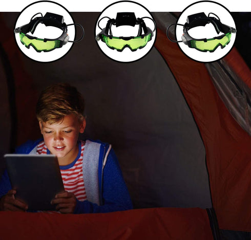 Yolyoo Night Vision Goggles, Adjustable Kids LED Goggles, Flip-Out Lights, Green Lens for Racing, Bicycling