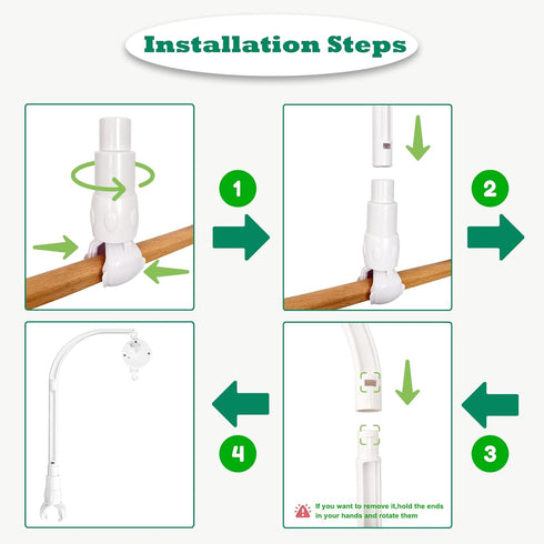 LIUDHPSP 23 inch Baby Crib Mobile Bed Bell Holder Arm Bracket, with Music Box, The Claw Part can be Adjusted Width-DIY