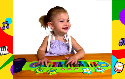 3+ Playset 32 MUKIKIM Jr Piano and Drum Duo - Portable Flexible Piano & Drum Pad Toy for Ages Kids. Educational