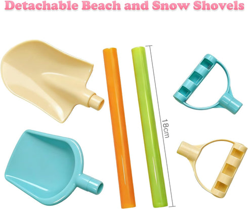 UMUACCAN 2pcs Mold,2pcs 2-15, Snowball Maker for Kids and Detachable Beach Shovels, Rolling Sand Seashell Collecting