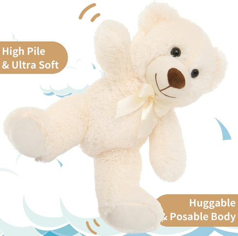MorisMos Small Teddy Bear Bulk, 6 Packs 14" Teddy Bear Plush Toys for Kids, Girls, Birthday Wedding Party, Cream