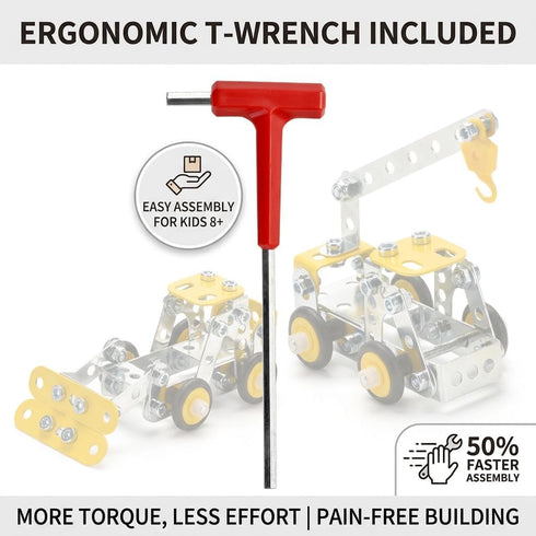 Ferthor Fun Set 8-12,4 Set 8-12 (330pcs) Erector for Boys Age Mini Metal Model for Kids,Engineering Metal Building