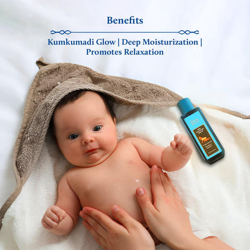100% (17 3.38 Oz) Blue Nectar Baby Oil with Pure Kumkumadi Oil for Glow & Hydration | Ayurvedic Baby Massage Oil