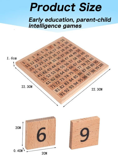 Wooden Toys Hundred Board Montessori 1-100 Consecutive Numbers for Kids