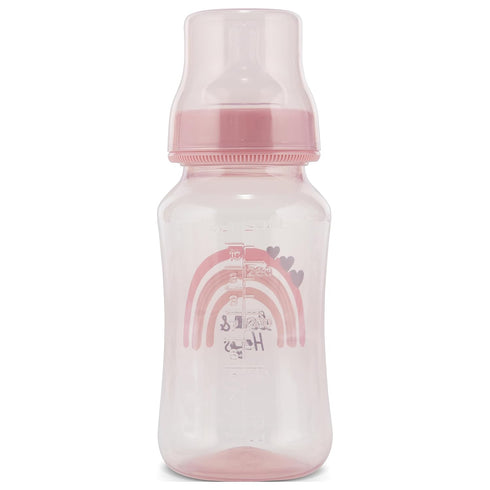 2-Pack 11 Premium Baby Bottles - Ounce, Hourglass Shape, Fun Boys and Girls Prints, Clear Cover - BPA-Free