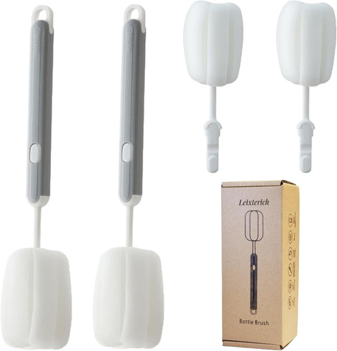 Leixterich Bottle Brush Long Handle Cup Cleaner Brush Sponge Bottle Scrubber Detachable Handle