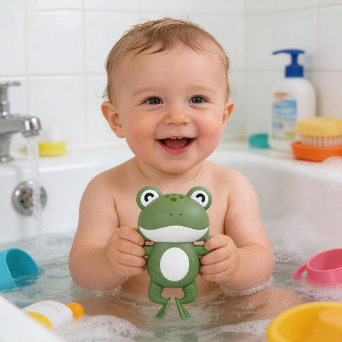 DTREELS Baby Bath Thermometers, Cute Cartoon Frog Bath Thermometer, ABS Waterproof Type-C Shower Thermograph, Tub