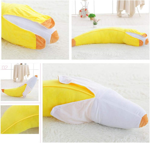 Banana Plush Pillow, Soft Food Plushie Hugging Pillow, Gift for Birthday, Valentine, Christmas (19.6 inches)