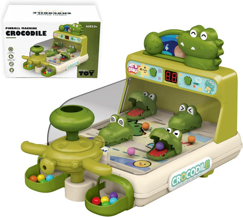 Dinosaur Crocodile Pinball Machine Board, Interactive Electronic Toys for Kids Ages 3-5 Birthday Gift for Early Learning