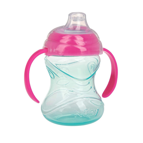 (3-Pack) 10 oz 4+ Nuby Clik-It Grip N' Sip Soft Spout No-Spill Training Sippy Cup with Handles - - Months