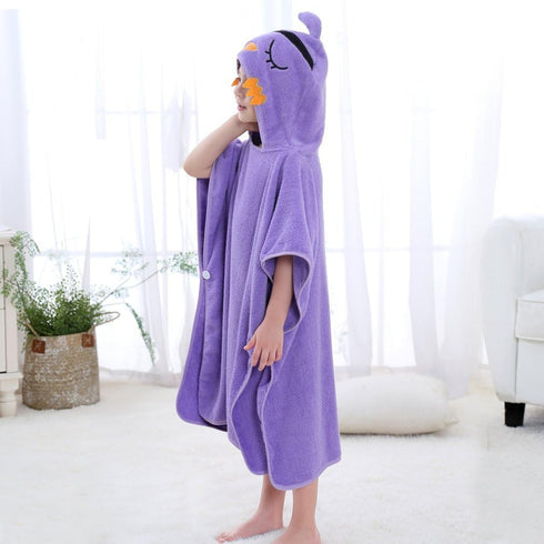 2-6 27.5"X 27.5"(Bird) MICHLEY Hooded Baby Towel Unisex Beach Bath Poncho, Soft Cotton Animal Kids Bathrobe for Years