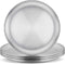 E-far Stainless Steel Plates Set of 4 - 8-inch Metal Dinner Plates for Kids, Shatterproof & Dishwasher Safe