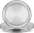 E-far Stainless Steel Plates Set of 4 - 8-inch Metal Dinner Plates for Kids, Shatterproof & Dishwasher Safe