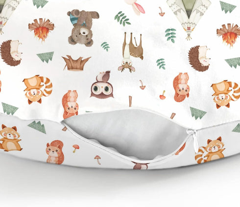 Camping Animals Baby Nursing Pillow Covers for Boy Girl Bear Deer Raccoon Squirrel Bunny Hedgehog Owl Nursery