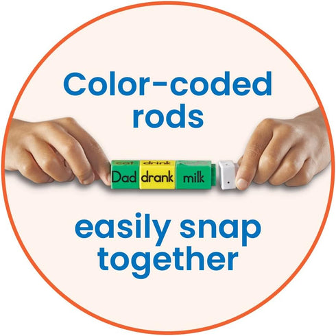hand2mind Reading Rods, Sentence Construction for Kids, Parts of Speech Linking Cubes, Reading Tools