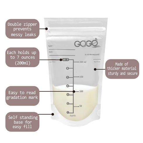 300 Count Pack 7 OZ, Gamma JUMBO Breastfeeding Breastmilk Storage Bags - EACH PRE-STERILIZED By Ray, BPA Free, Leak