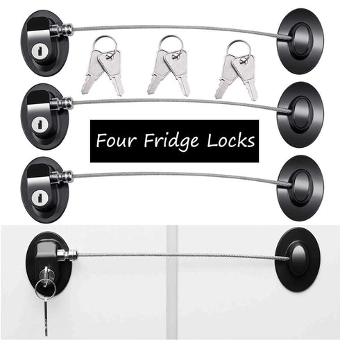 4 Pack Refrigerator Locks with 8 Keys, Child Safety Fridge Lock, Mini Fridge, File Drawer, Toilet Seat Lock with Strong