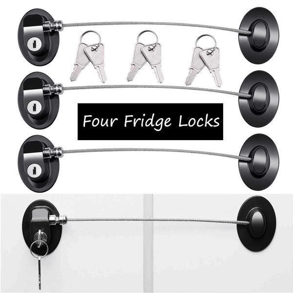 4 Pack Refrigerator Locks with 8 Keys, Child Safety Fridge Lock, Mini Fridge, File Drawer, Toilet Seat Lock with Strong