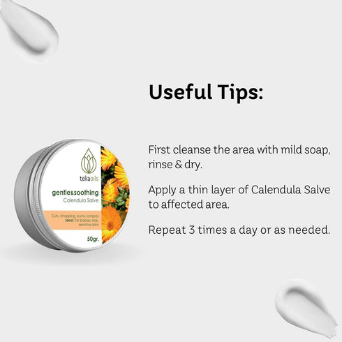 50 Ml 1.7 Oz Teliaoils Calendula Salve (Marigold) For Baby Skin and Facial Use. Soothing Herbal Cream for Rashes