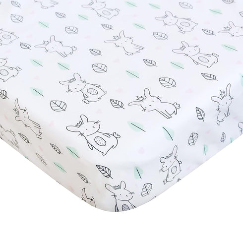 Mini Crib Pack and Play Fitted Sheets, Breathable Microfiber Stretchy Playard Sheets for Graco, Lovely Bunny for Boys