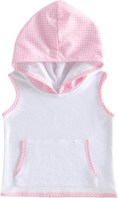Toddler Baby Girl Hooded Beach Towel Plaid Swim Cover Up Bath Towels