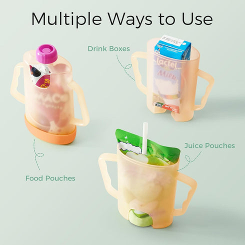 Momcozy 2Pcs Baby Pouch Holder No Squeeze, Baby Food & Juice Box Holder, Mess-Free, Easy Grip for Self-Feeding