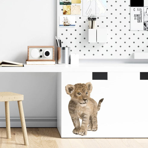 ROFARSO Lifelike Baby Lion Wall Stickers, Removable Wall Decals for Kid Nursery Baby Bedroom Decor
