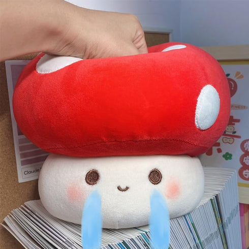 Yeqivo 3D 25cm Cute Mushroom Plush Toy, Red Soft Mushroom Plushie Hugging Pillow Gift for Girls Kids Home Decor