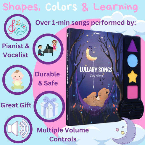 Musical Book for Toddlers with Lullaby Songs, Interactive Toy, Twinkle, Twinkle Little Star, Sing Along, Montessori