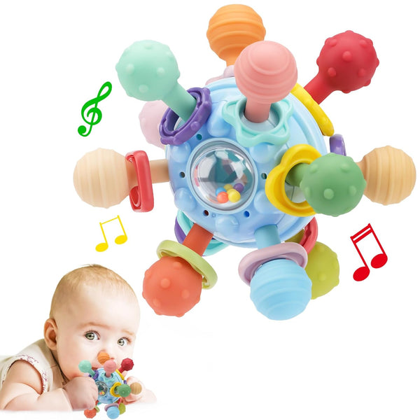 Baby Montessori Sensory Toys for 0-6 & 6-12 Months, Food Grade Teething Toys for Babies 0-18 Months, Developmental Gifts