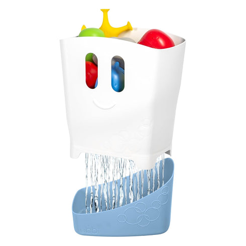Ubbi Freestanding Bath Toy Organizer with Removable Drying Rack Bin for Toddlers, Cloudy Blue