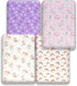FIGEPO 4 Pack Set Baby Girl Crib Sheets Soft Fitted Floral or Elephant Theme Baby Girl Mattress Covers Breathable