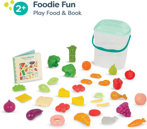 B. toys Foodie Fun Pretend Play Food & Board Book Set - 32 Pieces of Educational Play Food for Toddlers