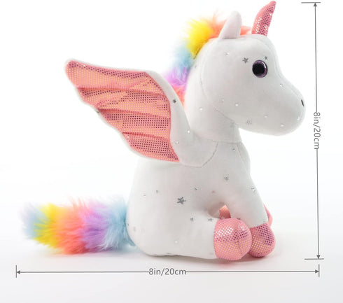 8" Unicorn Stuffed Animal, Cute Plush Toy Gift for 3-8 Years Old Girls, Soft Birthday Present for Kids