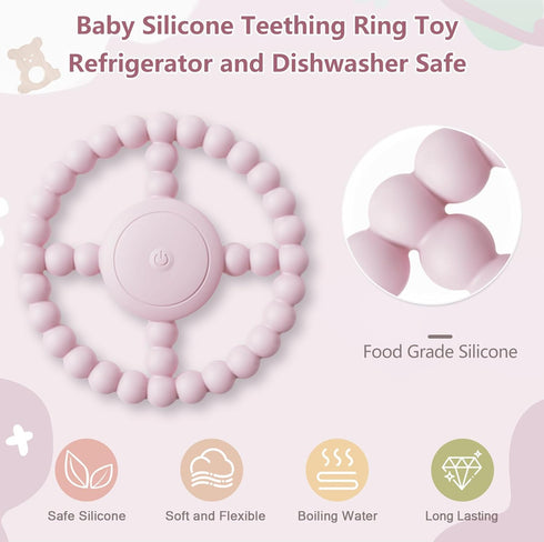 BIKCANP 6-18 1-2 Vibrating Sensory Teething Toys, Soothing Chew Ring for Babies Months, Autism Support & Oral