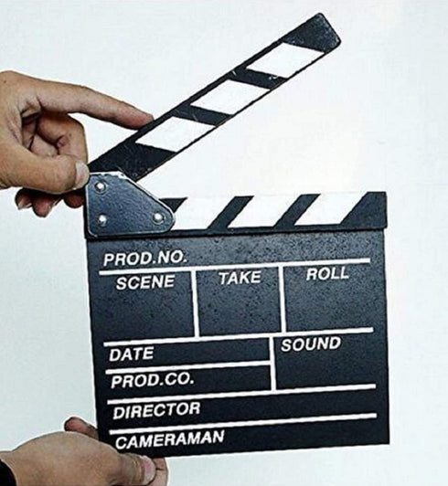 Wooden Clapboard Director Film Movie Cut Action Scene Slateboard, Small-Black